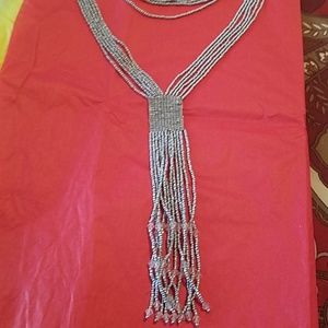 Beautiful Silver Gray Beaded Necklace